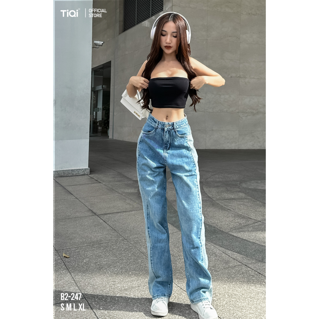 Quần Jean Nữ Ống Rộng Suông 2 Line Tiqi Jeans B2-267