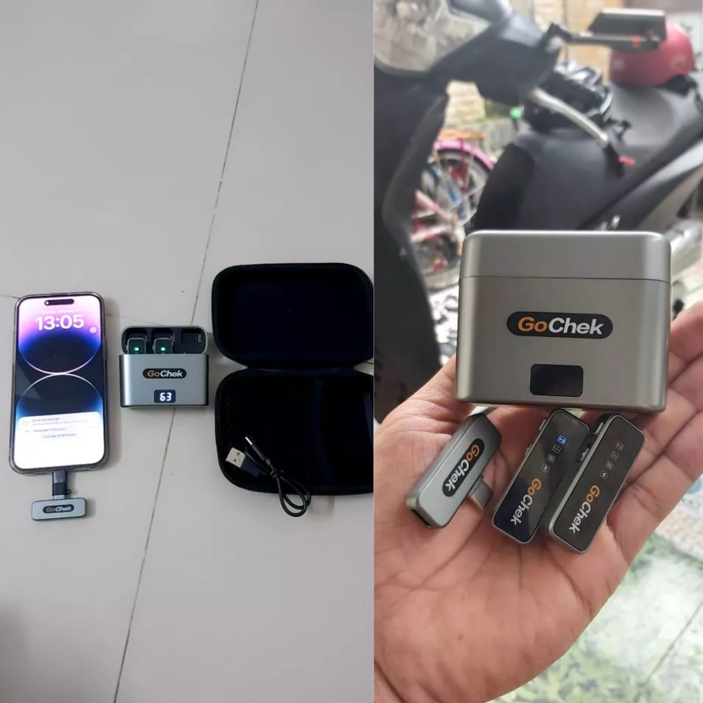 Micro thu âm không dây Gocheck ULTRA  kèm hộp sạc - Lọc tạp âm khi Livestream/ Quay video/ Ghi âm - Bảo hành 12 tháng