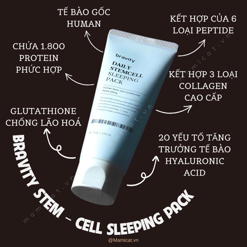 Mặt nạ ngủ Bravity StemCell Sleeping Pack 100g tăng sinh tế bào căng mọng sáng da sau một lần đắp