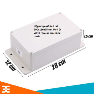 Hộp nhựa abs 200x120x75mm kèm ốc vít và ron cao su chống nước, hộp nhựa đựng mạch điện tử.