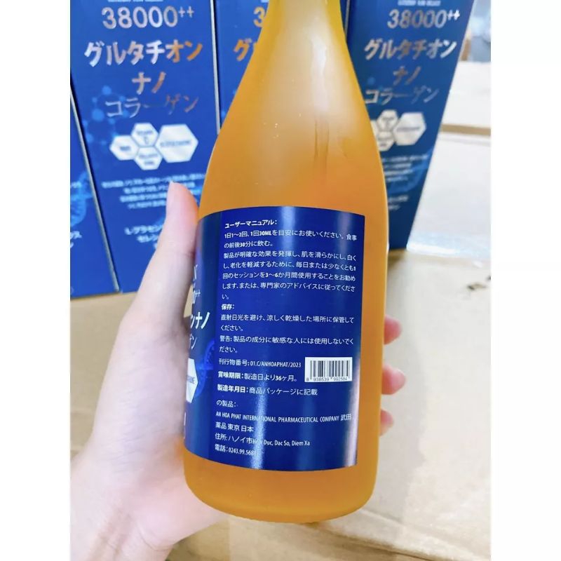 Nước uống Glutathion Nano Collagen NMN 38000++ chai 500ml Trắng da, chống lão hóa, bảo vệ da mịn màng căng bóng