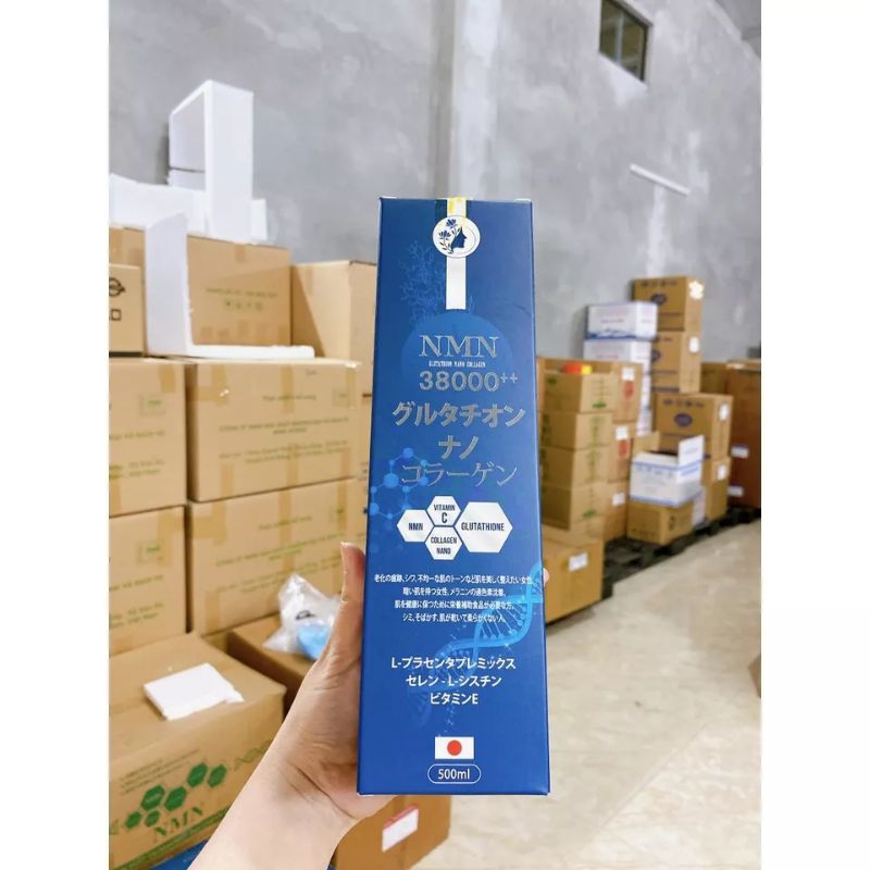Nước uống Glutathion Nano Collagen NMN 38000++ chai 500ml Trắng da, chống lão hóa, bảo vệ da mịn màng căng bóng