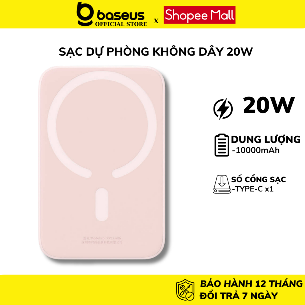 Pin sạc dự phòng nam châm Baseus tích hợp sạc không dây dung lượng 10000mah dùng cho táo 14 13 12promax ..