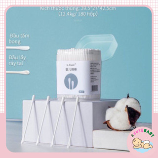 Tăm bông trẻ em đầu nhỏ Vcool cho bé que giấy kháng khuẩn - ACuteBaby