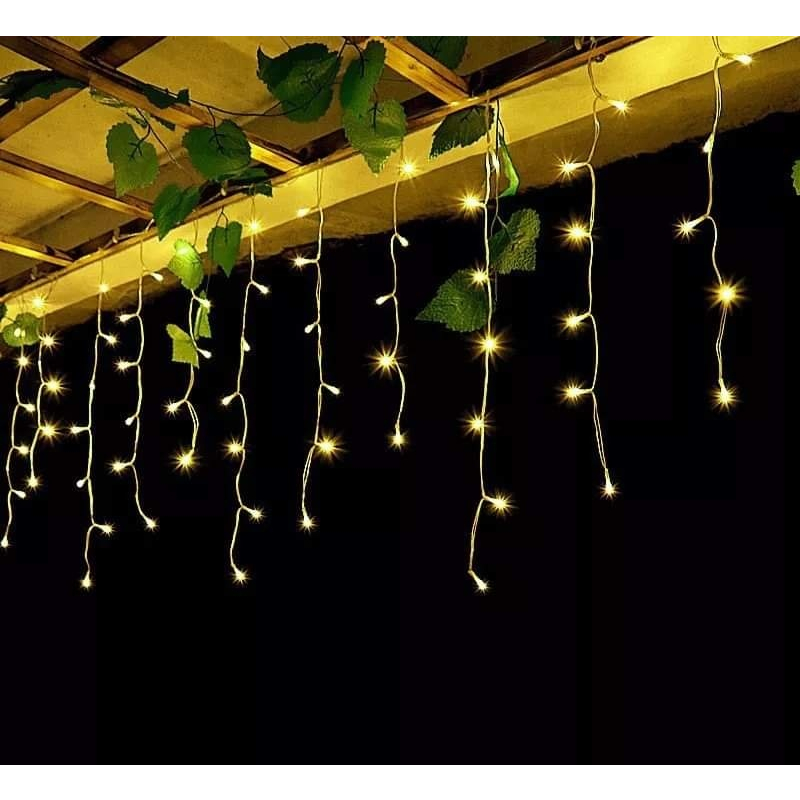 Dây đèn led thả mành rèm ngoài trời, trang trí sân vườn, quán cafe