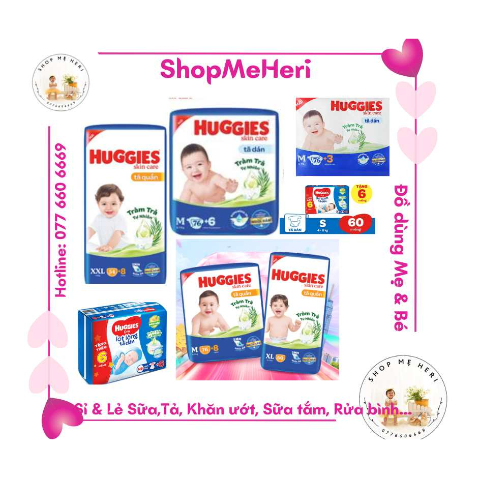 Tã Quần/ Dán Huggies Tràm Trà Tự Nhiên Dry M74+10/L68/XL62/XXL56 + Tặng 8 - ShopMeHeri