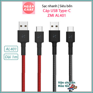Cáp Type C (AL401 - Dài 1m) bọc sợi Kevlar ZMI siêu bền - Dây màu Đen / Đỏ