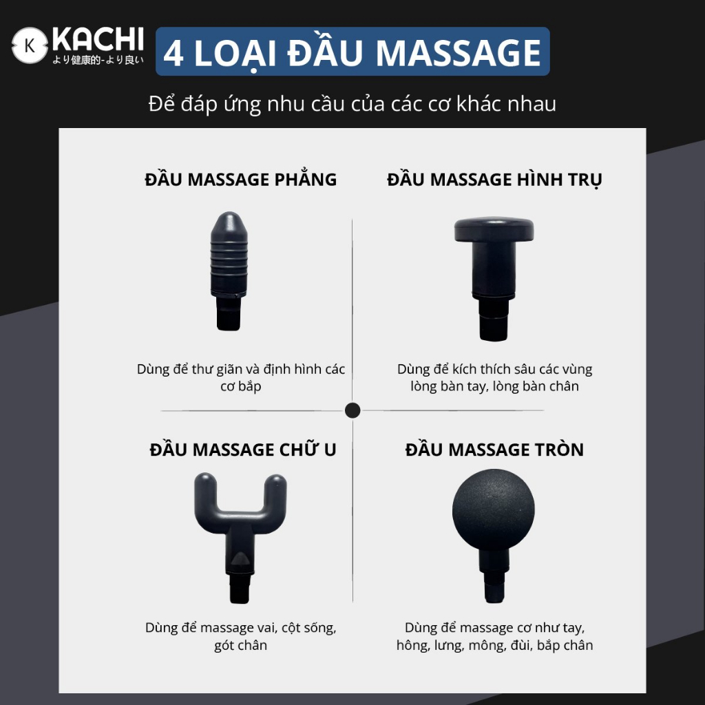 Đầu massage phụ kiện thay thế cho súng massage Kachi MK340