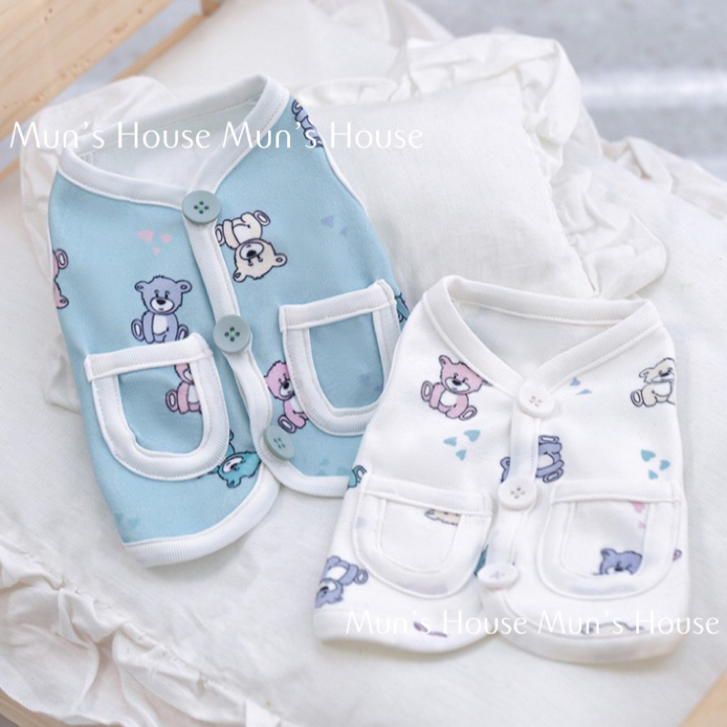Áo Gấu Xanh Trắng Cho Thú Cưng Xinh