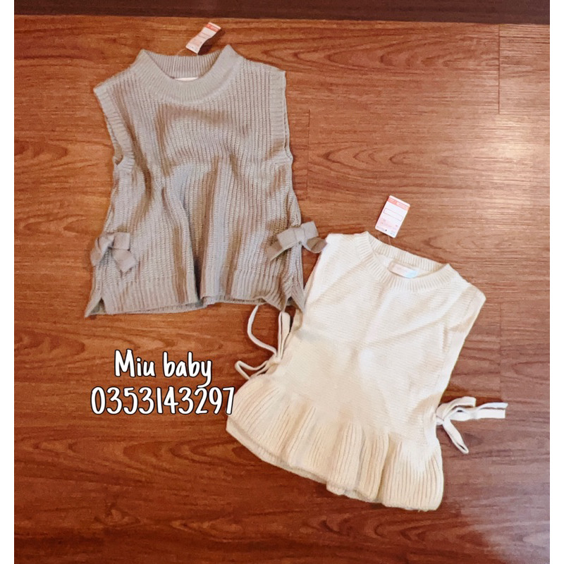 Áo gile len 2 màu bé gái