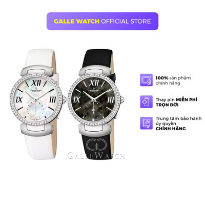 Đồng hồ nữ Candino C4499 mặt số khảm trai, dây da, kính Sapphire, chống nước 5ATM chính hãng Thụy Sỹ