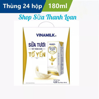 [HSD T3-2024] Thùng 24 Hộp Sữa Tươi Tiệt Trùng Vinamilk Có Chứa Tổ Yến 180ml.