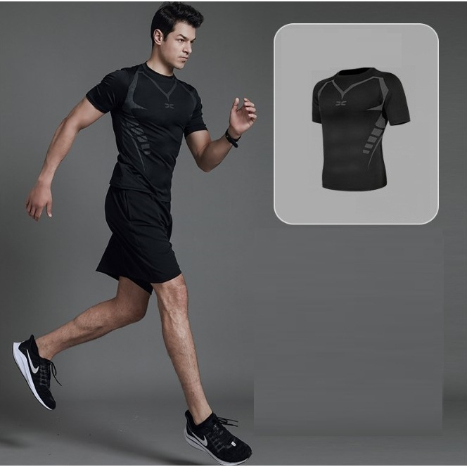 Áo giữ nhiệt nam, áo tập Gym nam thể thao in họa tiết phong cách, vải thun lạnh ôm body thấm hút mồ hôi nhanh chóng