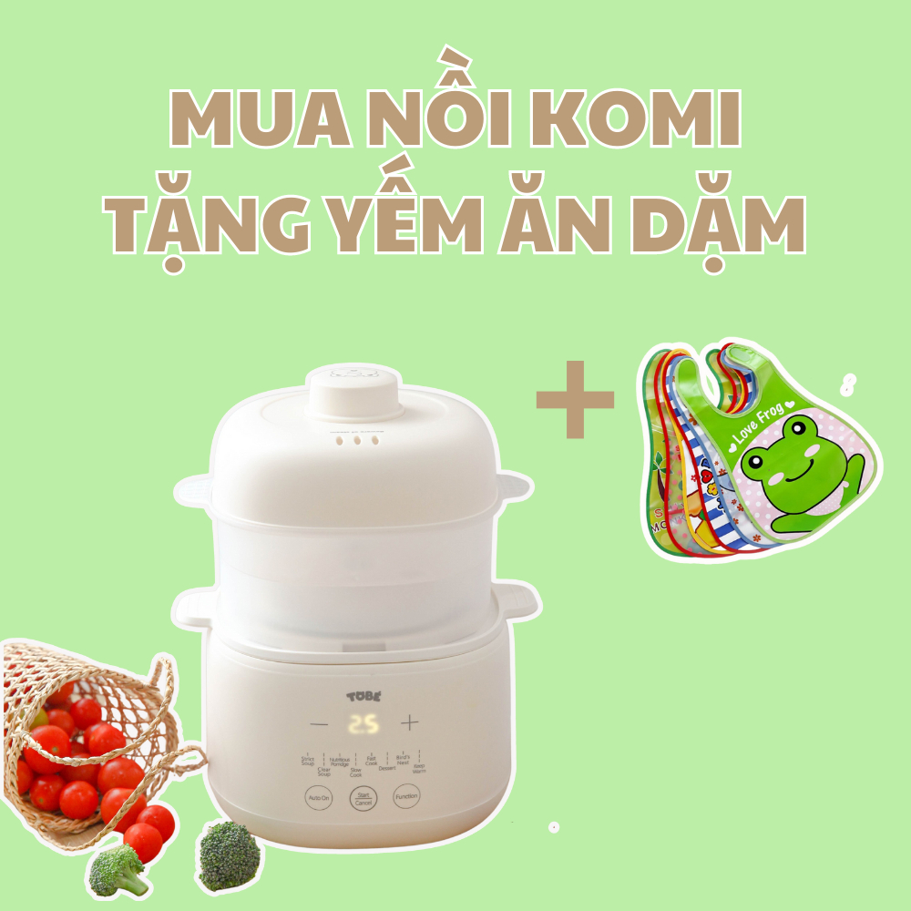 Nồi nấu cháo chậm Komi Tobé dung tích 1 lít cho bé lunakidsbaby