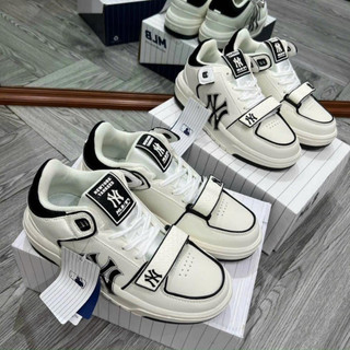 Giày Thể Thao MLB Chunky Liner New York Đen Trắng in chữ NY đen bản dán , giày LINER NY Đen trắng 2023 SC