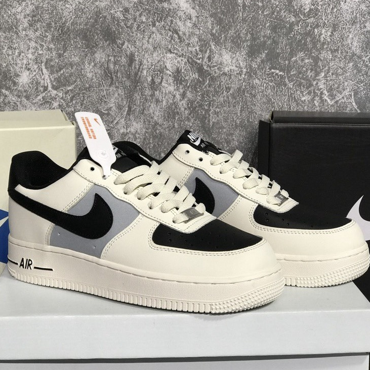 Giày thể thao Air Force 1 Low CREAM MŨI ĐEN, giày AF1 vạch nâu,Trắng kem xanh mũi đen năng động, bền đẹp