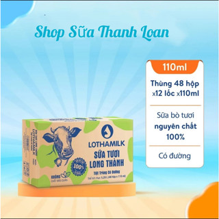 Thùng 48 hộp sữa tiệt trùng có đường lothamilk 110ml.