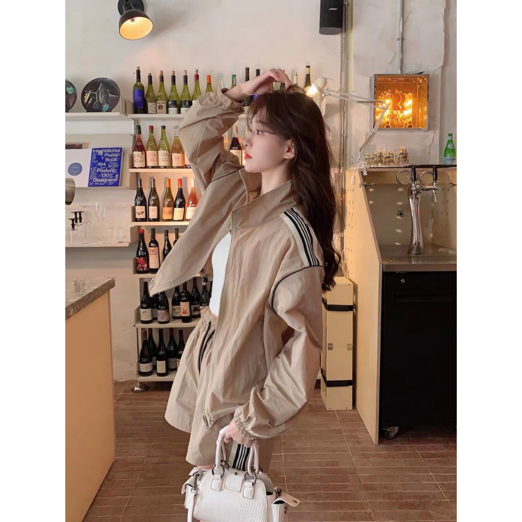 Áo khoác croptop gió dù nữ VIỀN vai thiết kế cá tính 2 lớp bên trong lót gió lụa chống nước MA090