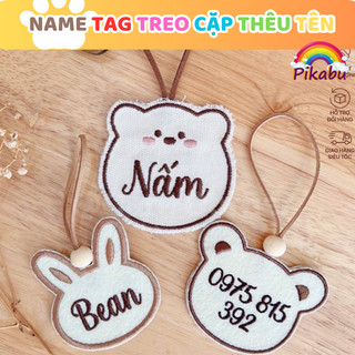 Name tag treo cặp thêu tên cho bé hình gấu hoặc thỏ - Pikabu - PK070
