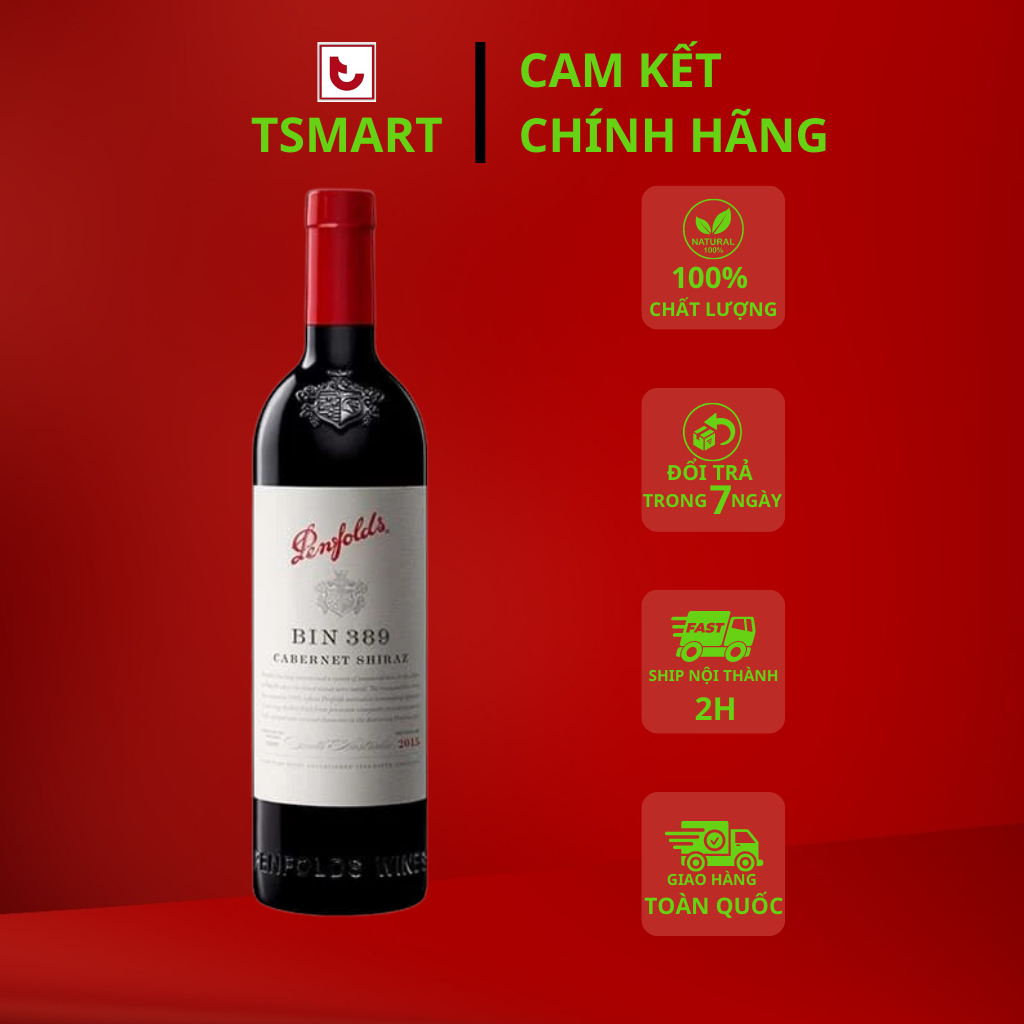 Rượu vang Đỏ Penfolds Bin 389 Cabernet Shiraz, rượu vang Úc 750ml 14.5%