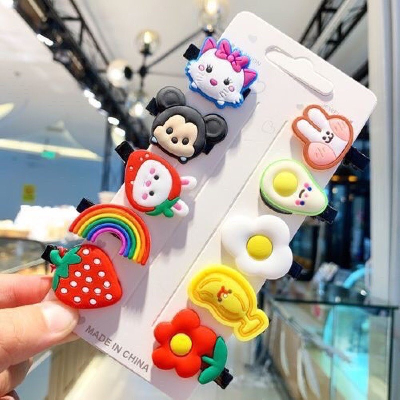 Set kẹp tóc đính stick dễ thương siêu xinh cho bé Munbaby Kids