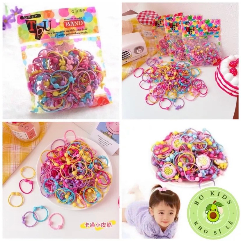 Set 50 dây cột tóc họa tiết dễ thương cho bé Munbaby Kids