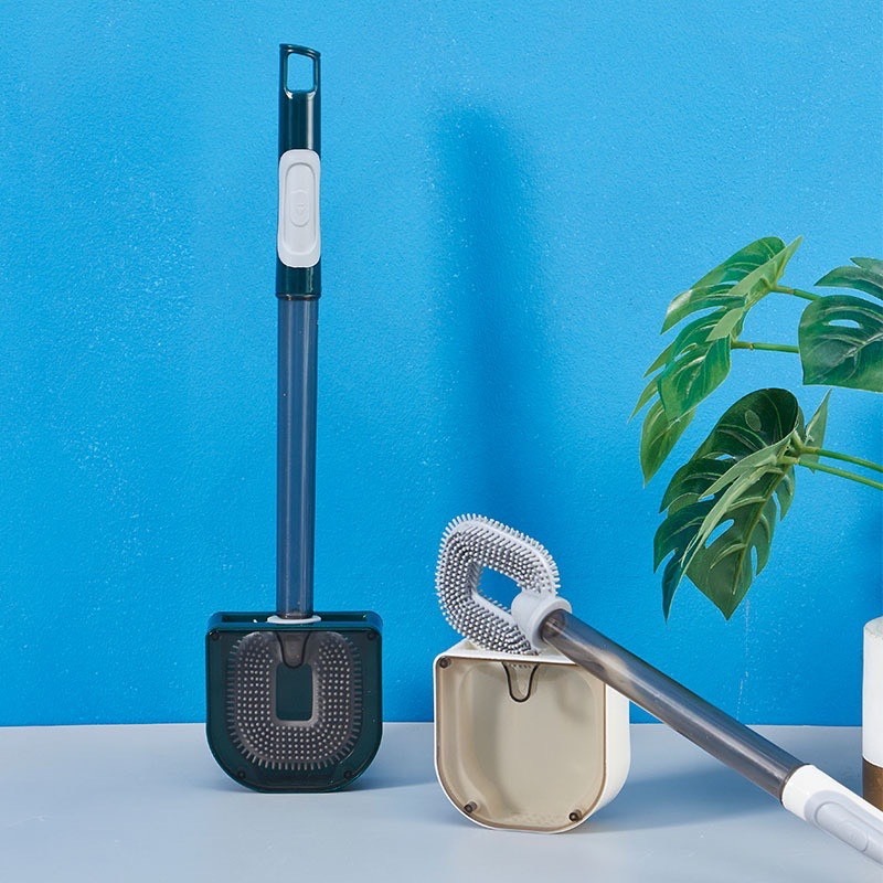 Chổi cọ toilet gắn tường, Bàn chải chà rửa nhà vệ sinh nhà tắm - Cây cọ silicon có bình chứa xà phòng tiện dụng