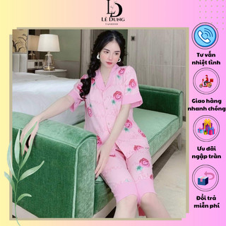 Đồ bộ đi chơi mặc nhà quần lửng chất vải lụa mango mềm mại free size cho các chị em dưới 58kg