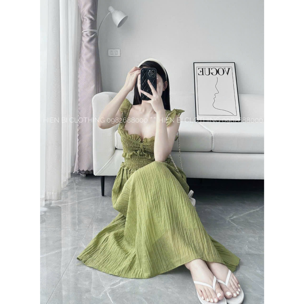 Đầm váy nữ xòe nhún ngực xoắn nơ cánh tiên bèo xinh xắn dành cho các nàng diện đi chơi, đi biển nhẹ nhàng, siêu xinh