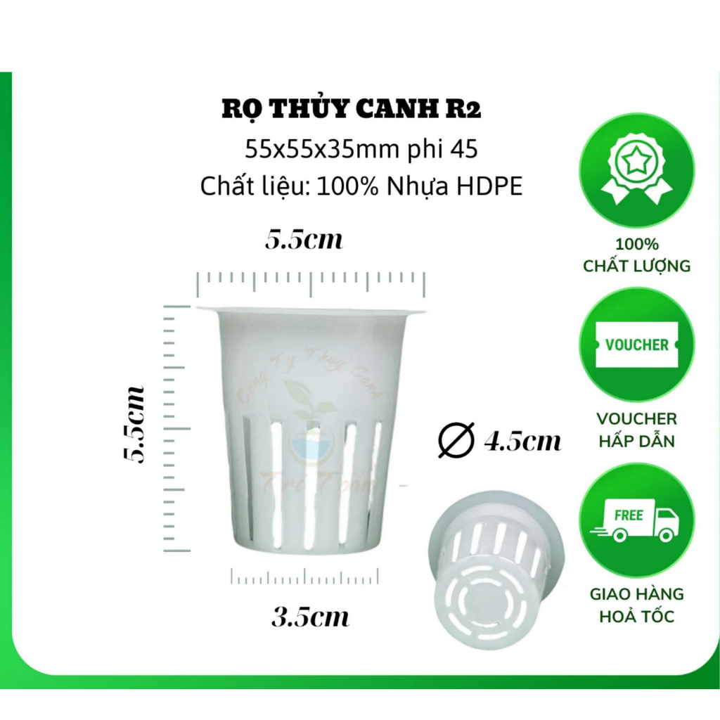 Rọ Nhựa Trồng Rau Thủy Canh 55x53mm -nhựa HDPE nguyên sinh siêu bền trên 5 năm