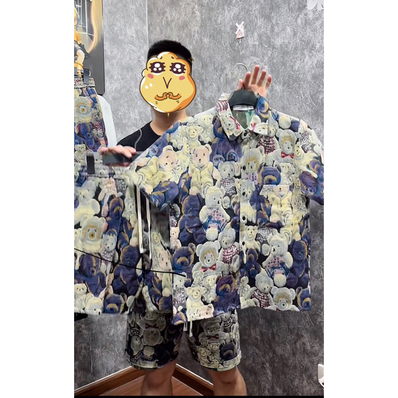 BỘ SƠMI GẤM HÌNH GẤU THÊU DỆT