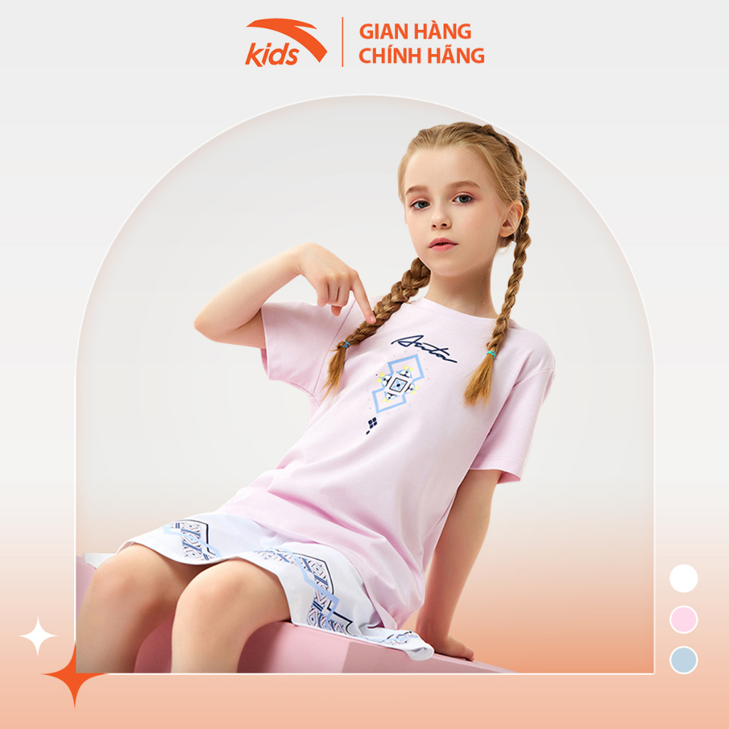 Áo phông bé gái Anta Kids vải cotton co giãn 4 chiều, thoáng khí 362138140