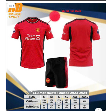 Bộ Quần Áo thể thao, áo bóng đá, đá banh CLB Manchester United 2023 - 2024, vải cao cấp chất lượng cao, thấm hút mồ hôi.