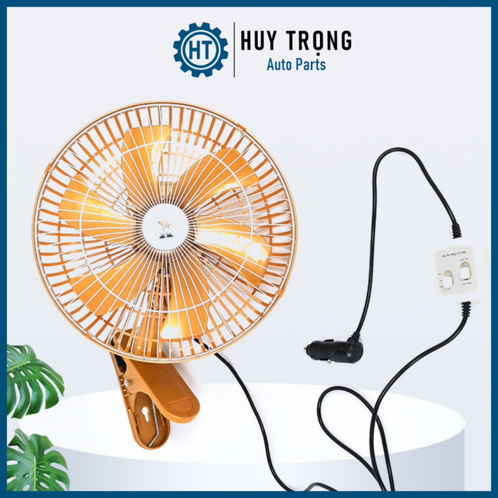 Quạt kẹp xe tải loại lớn màu vàng 11in có chỉnh tốc độ 12v 24v