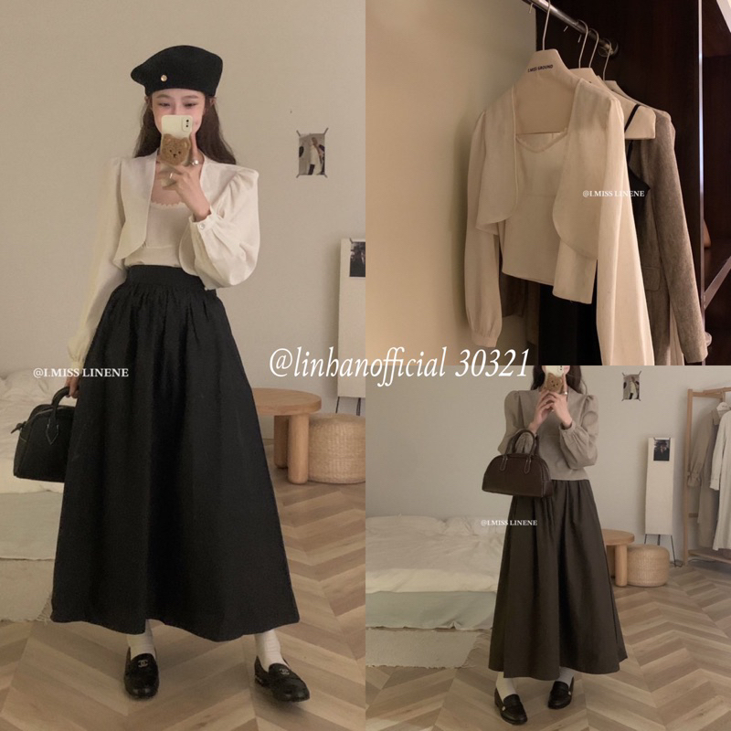 Set áo sơ mi choàng + áo 2 dây I Miss Linene 30321 (Hàng có sẵn)🇰🇷