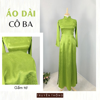 Áo dài truyền thống 2 tà chất liệu gấm tơ cao cấp in hoa 3d chìm
