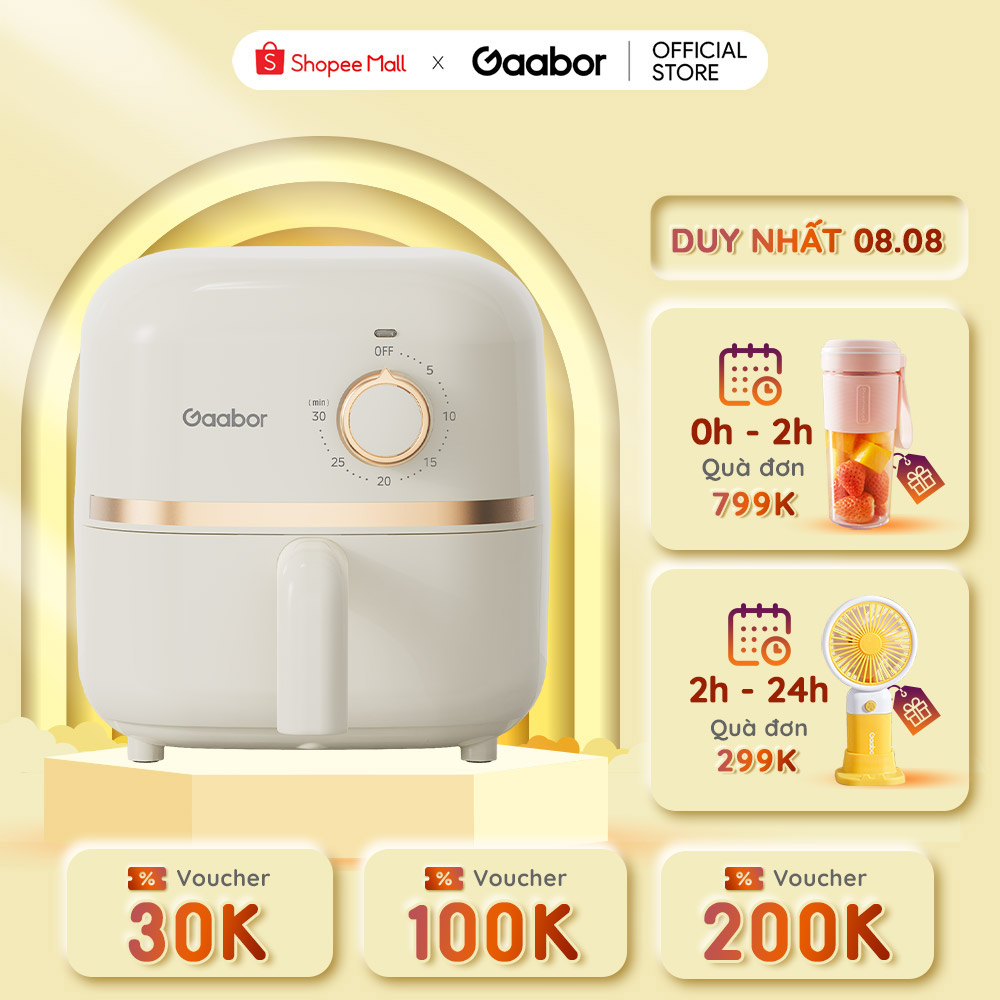 Nồi chiên không dầu GAABOR AF20M-YE01A dung tích 2L công suất 900W nóng nhanh, nhỏ gọn, xịn xò - Hàng chính hãng