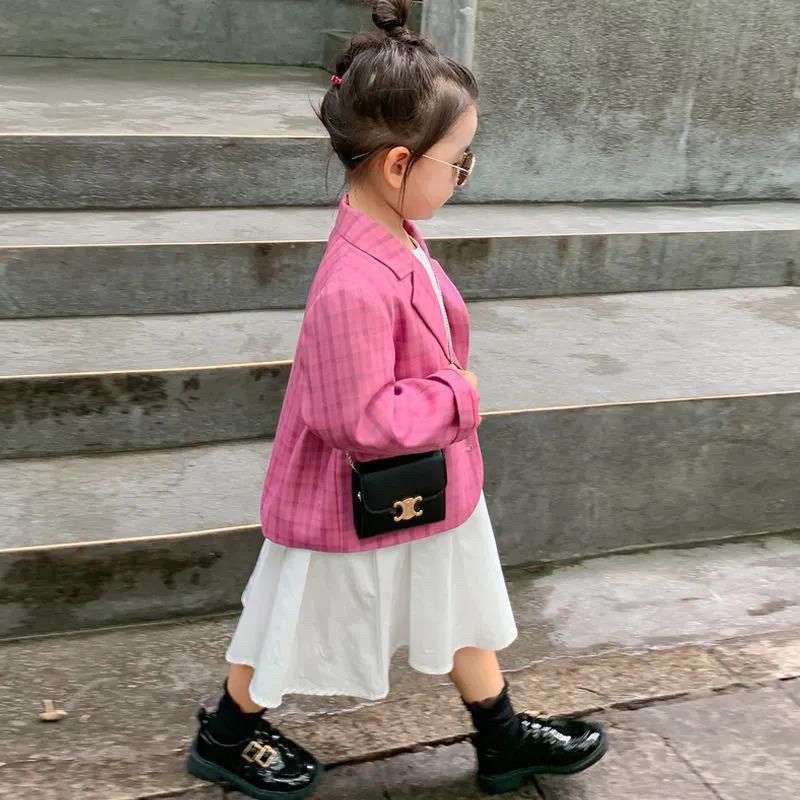 SÉT váy thô khoác vest tay dài kẻ sọc màu hồng  phong  cách mùa thu Hàn Quốc cho bé gái 10-30kg
