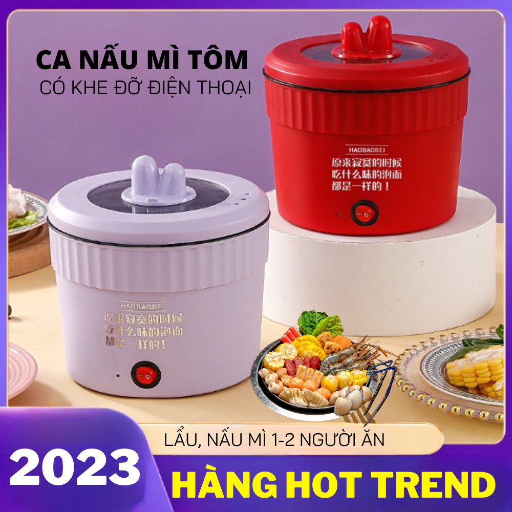 Nồi Điện Mini 2 Tầng Đa Năng Chiên Xào Nấu ăn nấu cơm nấu lẩu mini cho 1-2 người hàng chính hãng bảo hành 24 tháng