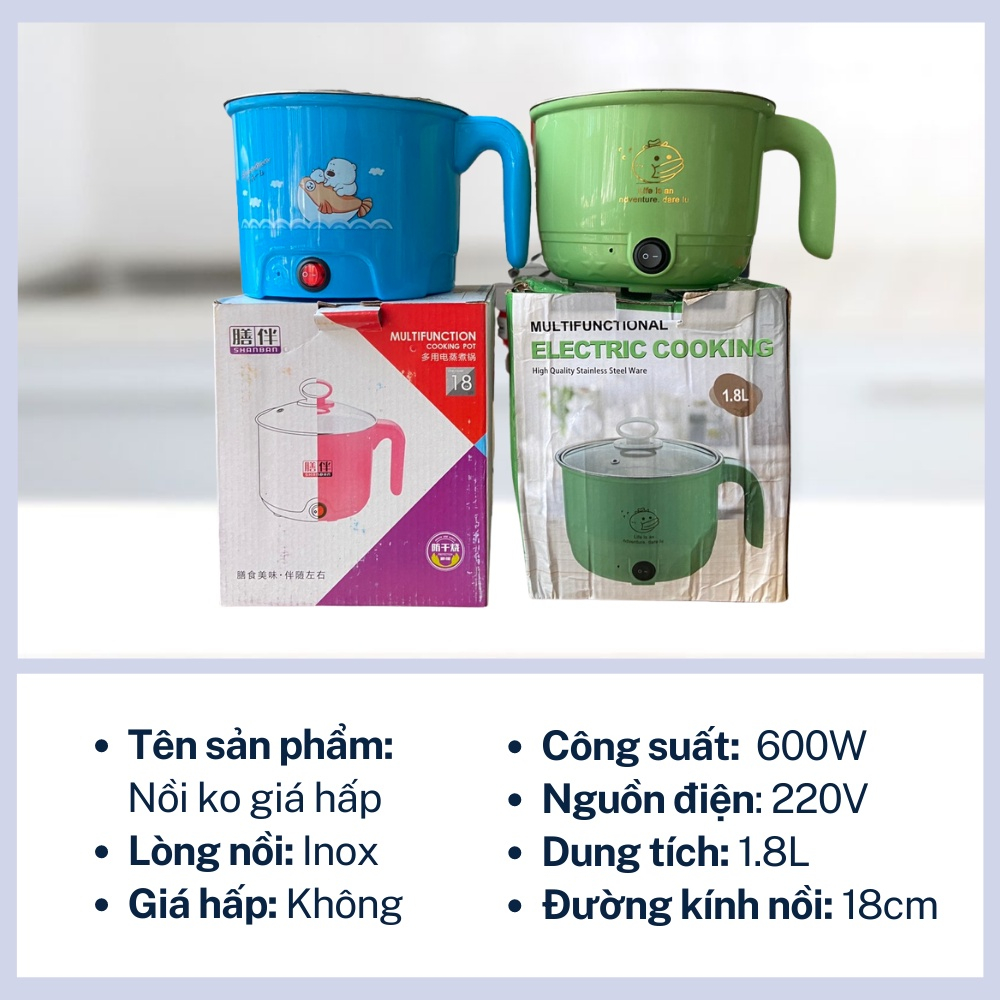 Nồi Điện Mini 2 Tầng Đa Năng Chiên Xào Nấu ăn nấu cơm nấu lẩu mini cho 1-2 người hàng chính hãng bảo hành 24 tháng
