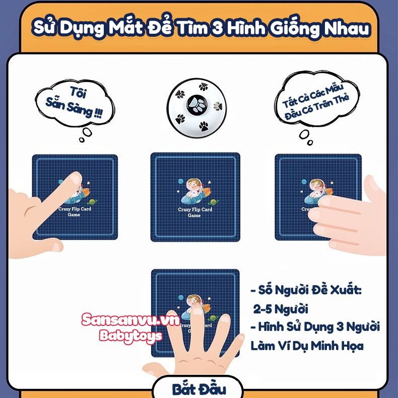Bộ Lật Thẻ Đối Kháng Nhanh Tay Nhanh Mắt Vui Nhộn, Đồ chơi Board game Crazt Flip Card