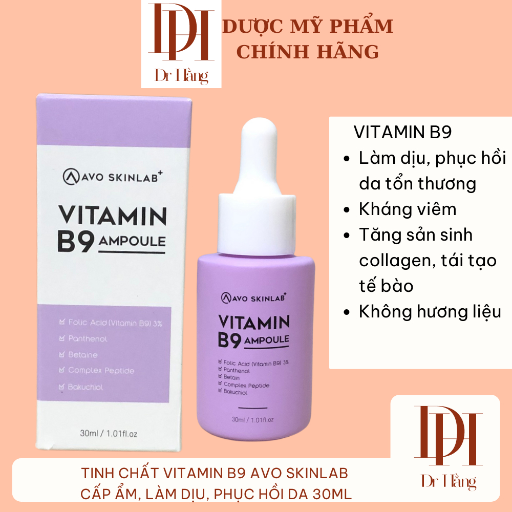 Serum vitamin B9 ampoule  Avo Skinlab tinh chất cấp ẩm, phục hồi, làm dịu da 30ml