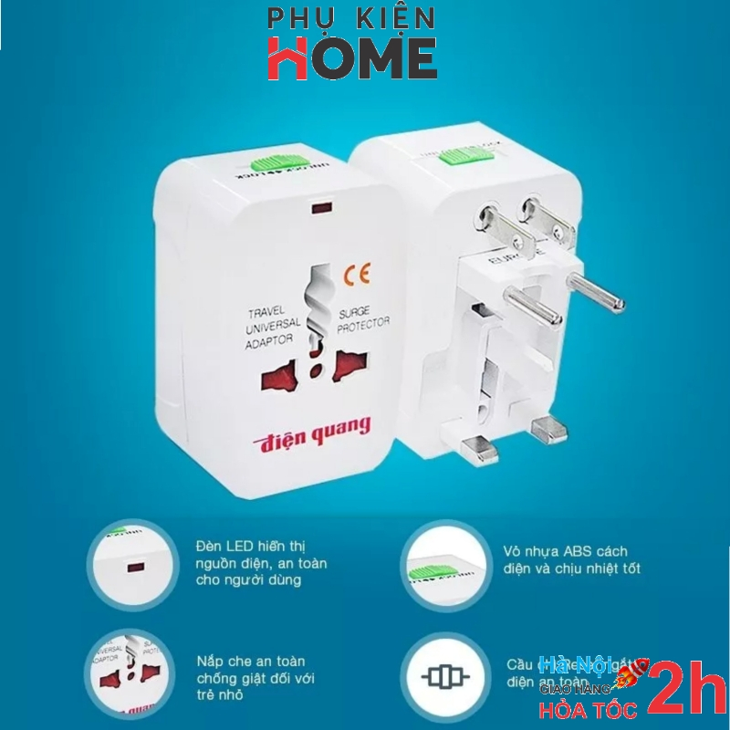Ổ Cắm, Đầu Chuyển Đổi Nguồn Cho Phích Cắm Khi Du Lịch Quốc Tế, An Toàn, Tiện Dụng Mang Theo. Phụ Kiện Home 8604