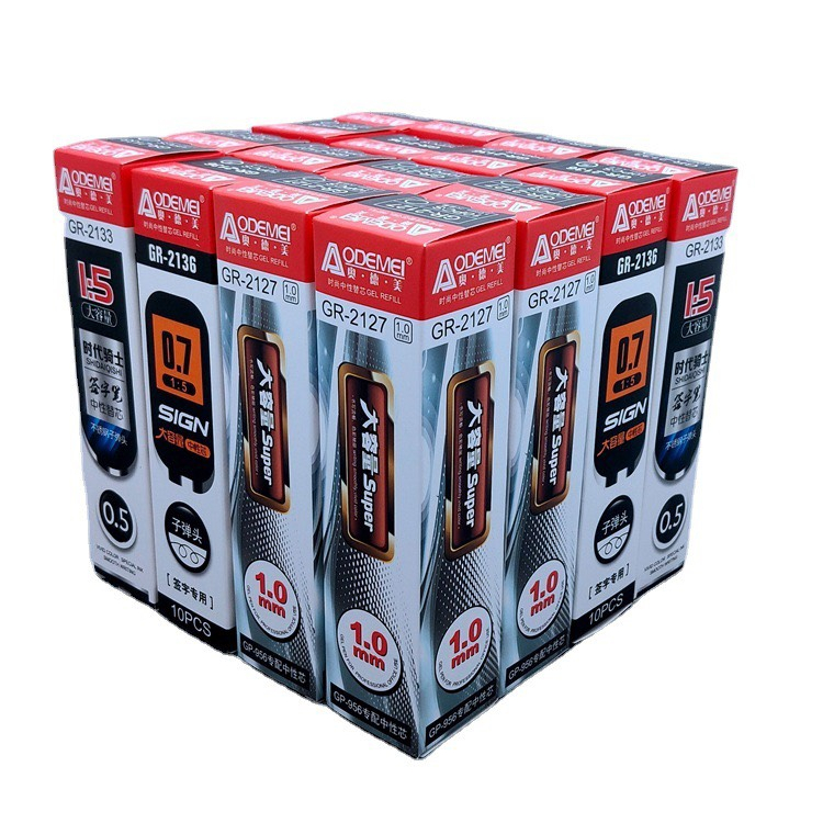 Hộp 10 ruột bút gel Odemei 1.0mm màu đen luyện viết chữ Hán, luyện viết tiếng Trung Nhật Hàn