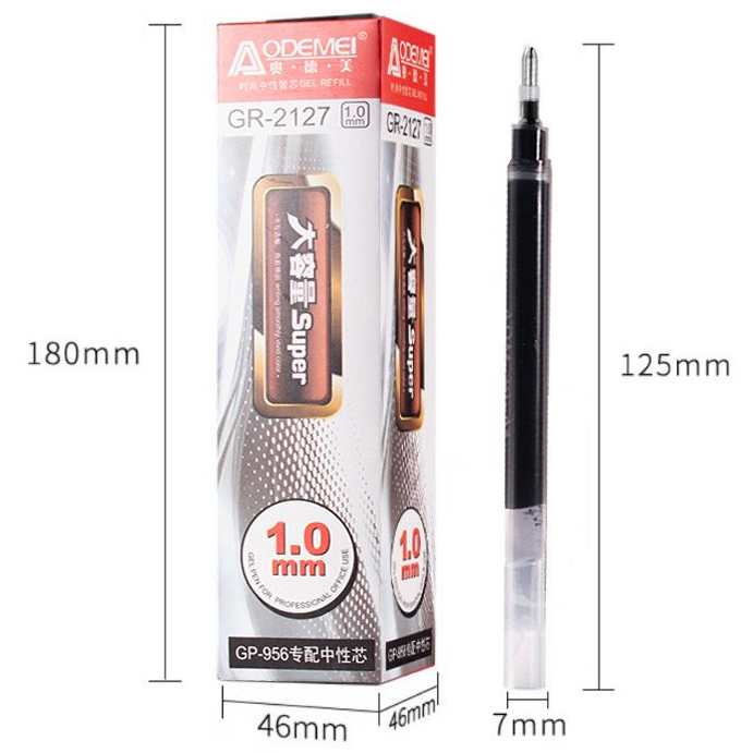 Hộp 10 ruột bút gel Odemei 1.0mm màu đen luyện viết chữ Hán, luyện viết tiếng Trung Nhật Hàn