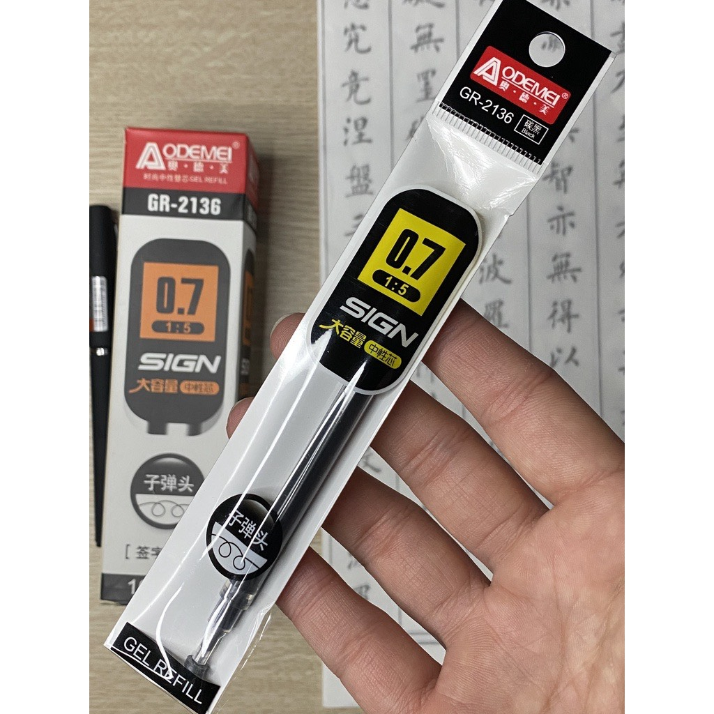 Hộp 10 ruột bút gel Odemei 1.0mm màu đen luyện viết chữ Hán, luyện viết tiếng Trung Nhật Hàn