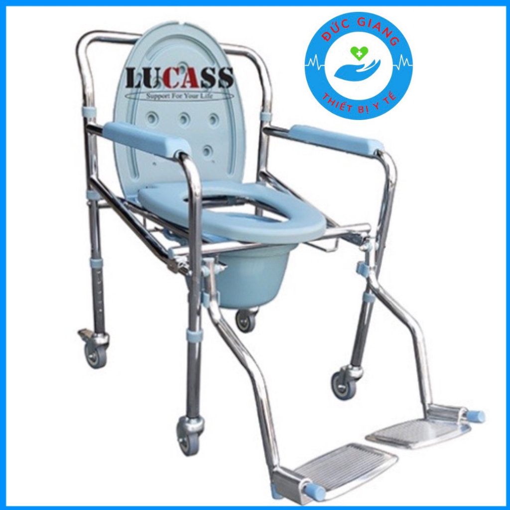 [Chính Hãng] Ghế bô cho người già, người bệnh Lucass GX-300 có bánh xe & chỗ để chân thuận tiện di chuyển