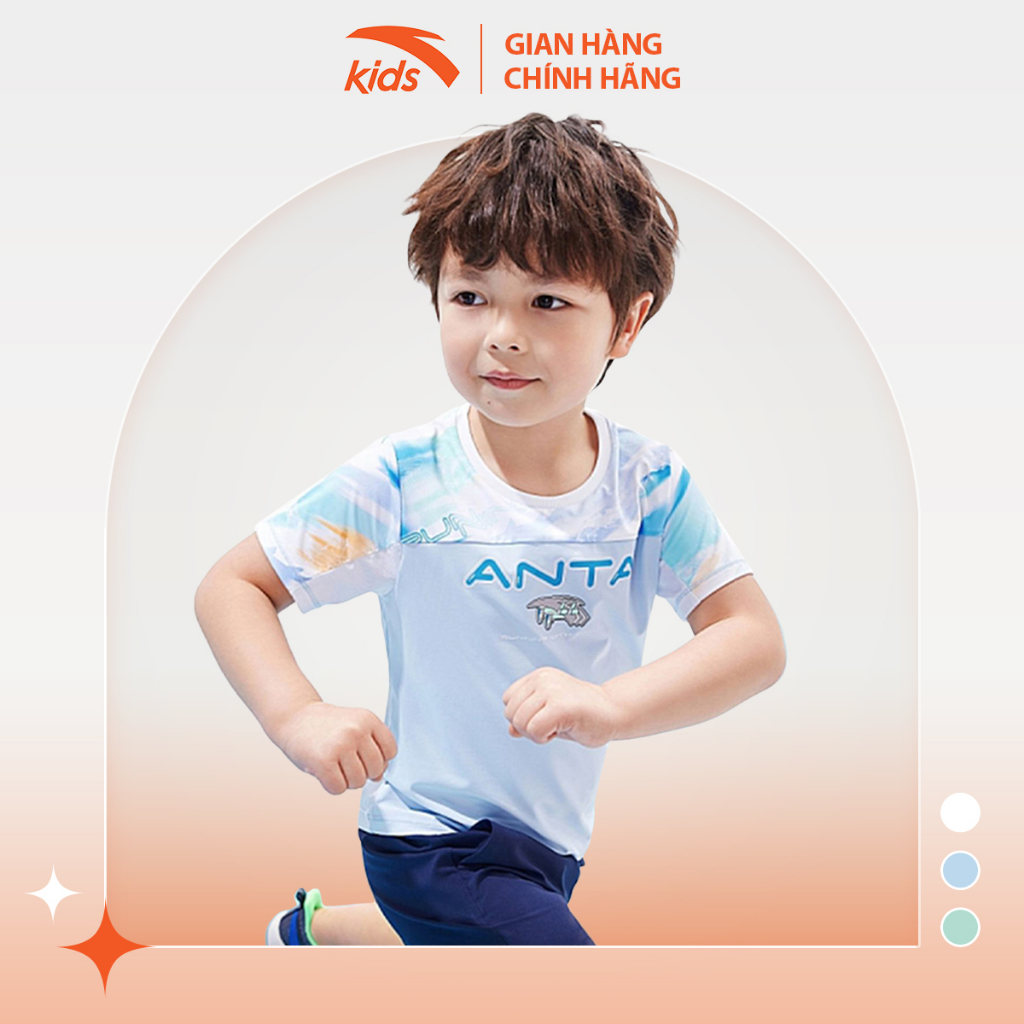 Áo phông thể thao bé trai Anta Kids vải polyester co giãn 4 chiều, thoáng khí W352329117