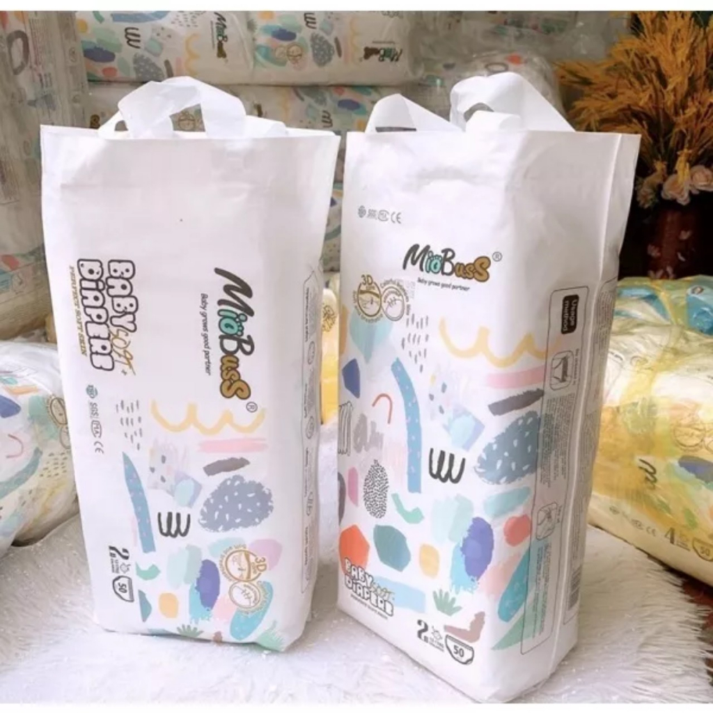 Combo 2 bịch bỉm Miobuss bo mông siêu thấm hàng công ty 100M/100L/100XL/100XXL/100XXXL