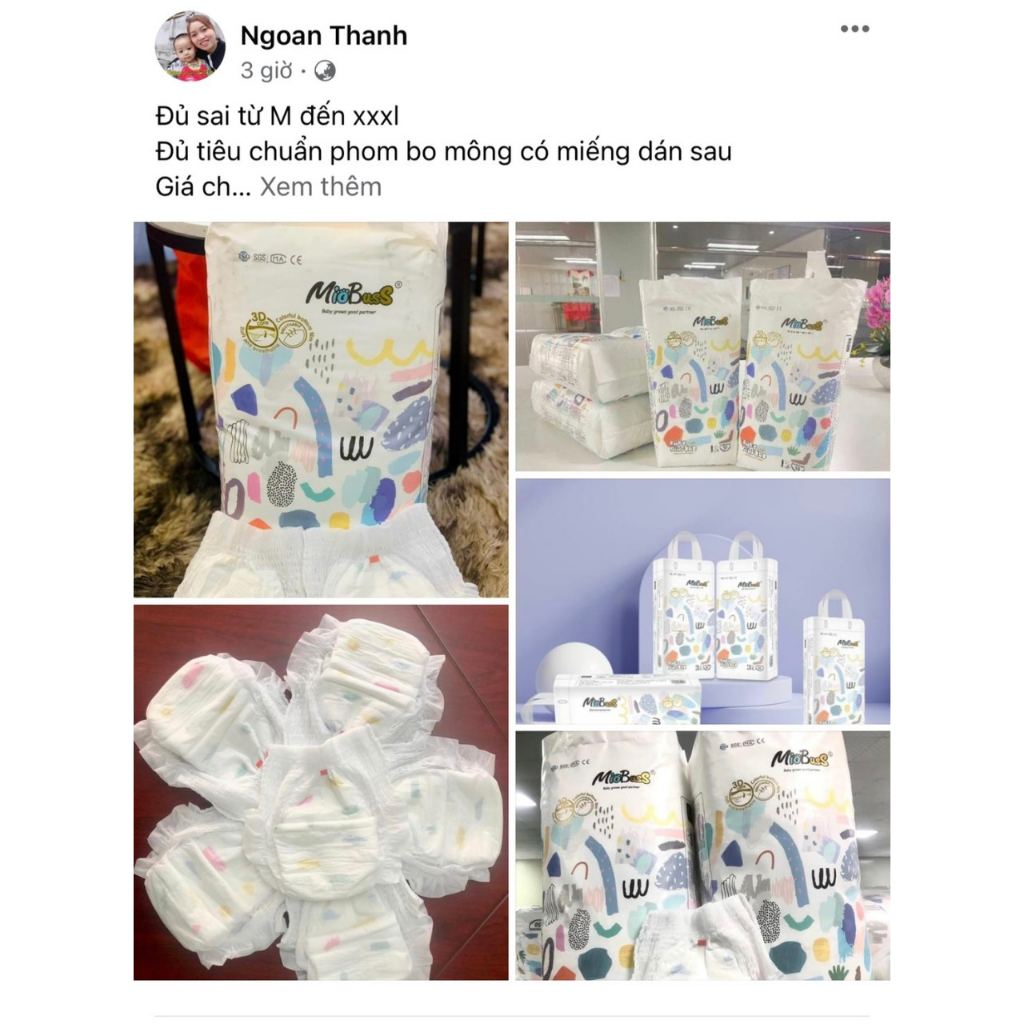 Bỉm quần Miobuss Bịch 50 miếng siêu thấm chống hăm hàng công ty M/L/XL/XXL/XXXL